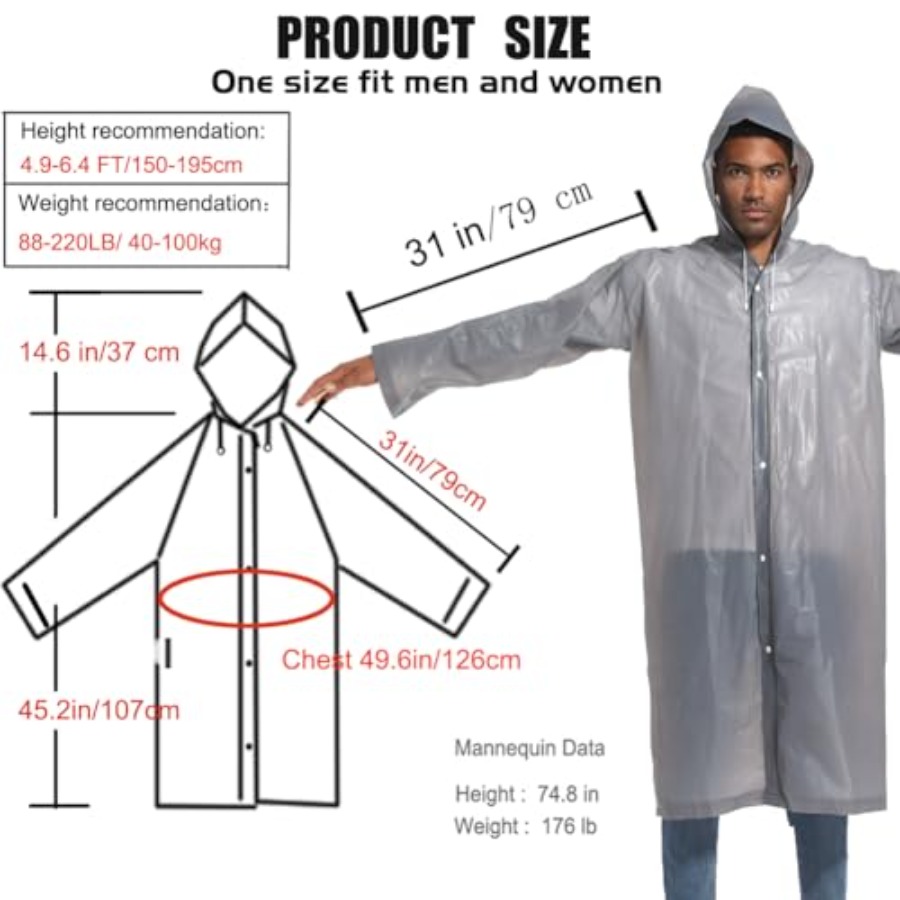 Rain Ponchos for Adults Rainco - Emergency Poncho Rain บทวิจารณ์และราคา