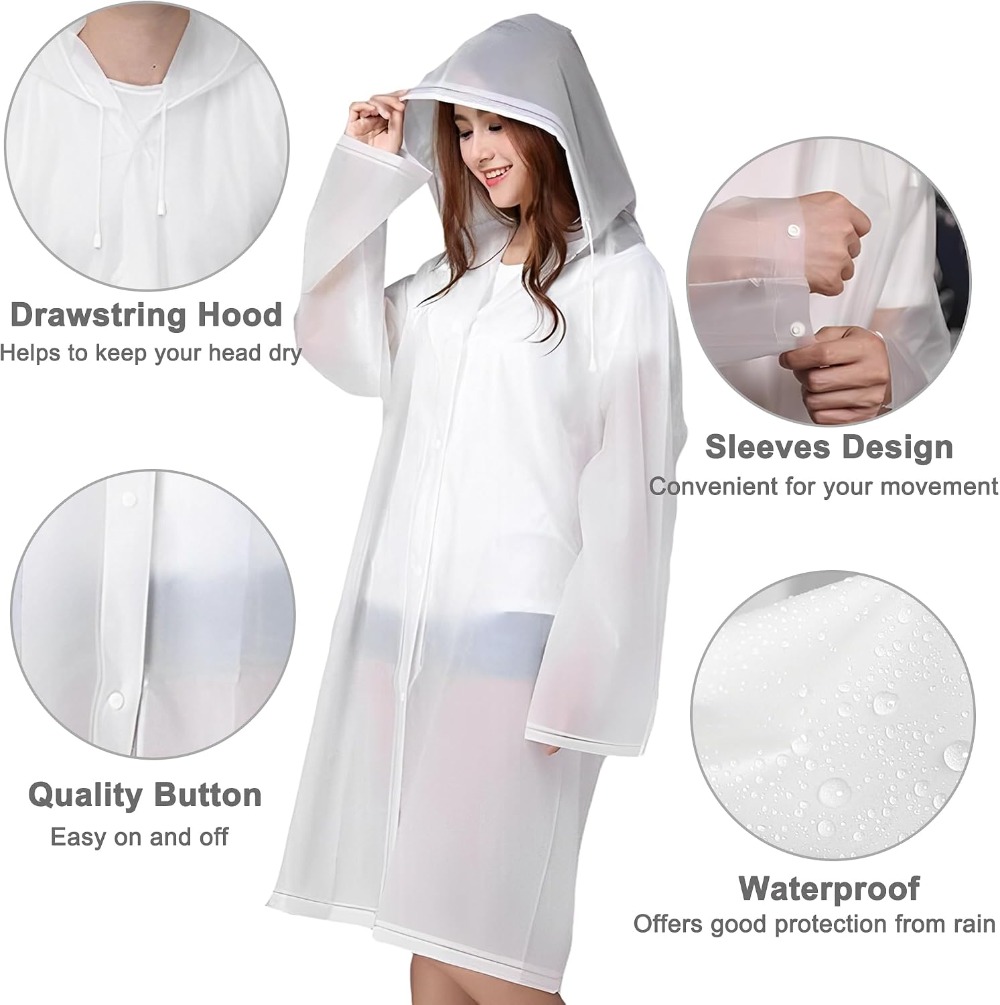 Reusable Rain Ponchos for Adul - Emergency Poncho Rain บทวิจารณ์และราคา