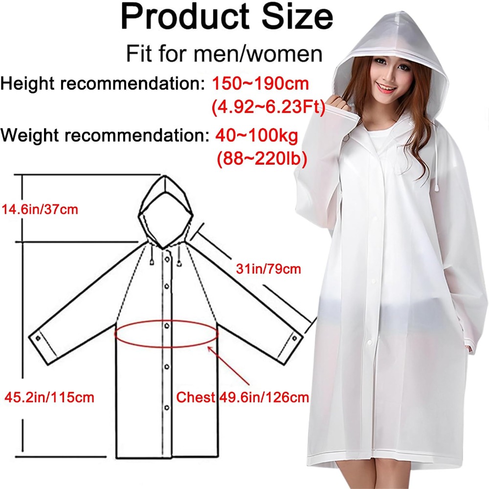 Reusable Rain Ponchos for Adul - Emergency Poncho Rain บทวิจารณ์และราคา