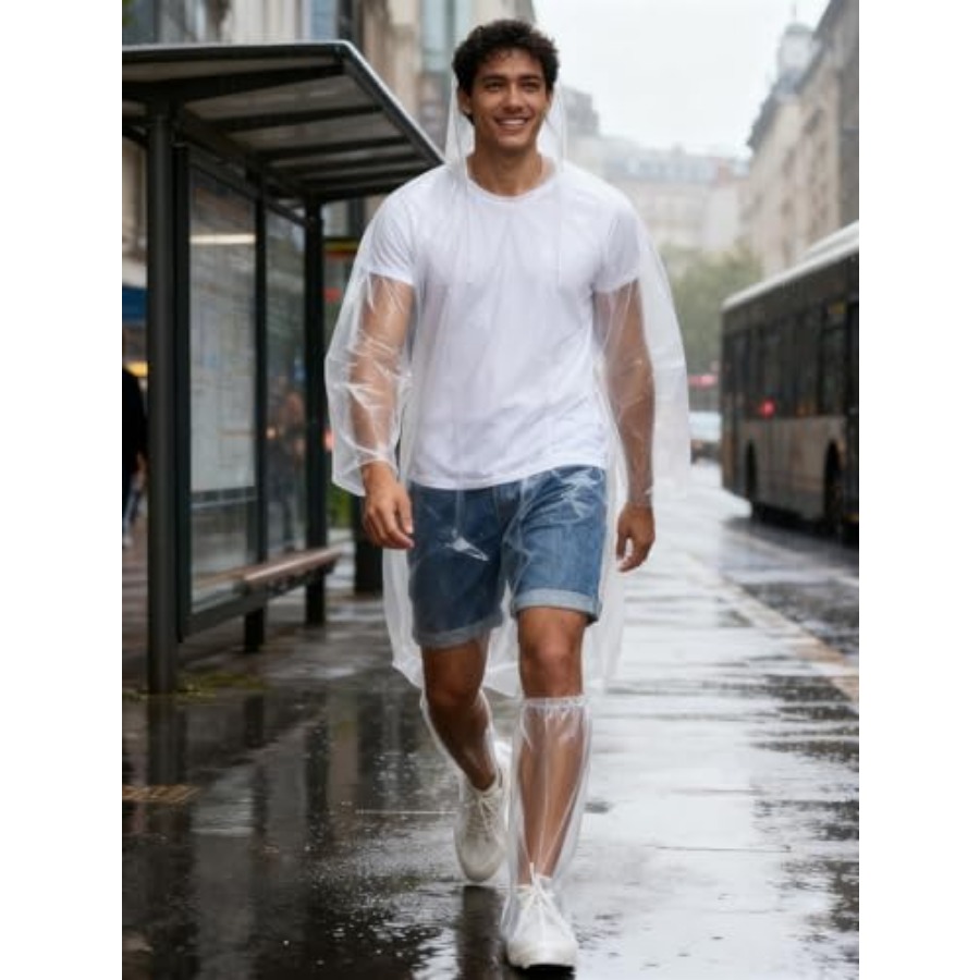 Disposable Rain Ponchos for Ad - Emergency Poncho Rain บทวิจารณ์และราคา