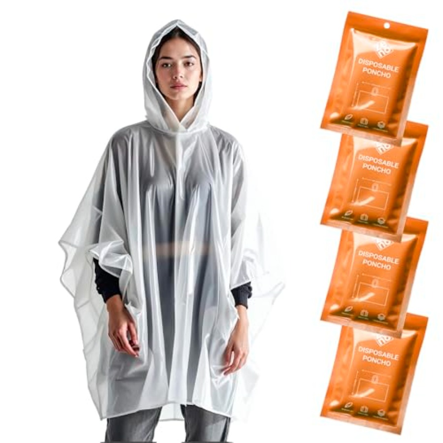 Disposable Rain Ponchos for Ad - Emergency Poncho Rain บทวิจารณ์และราคา