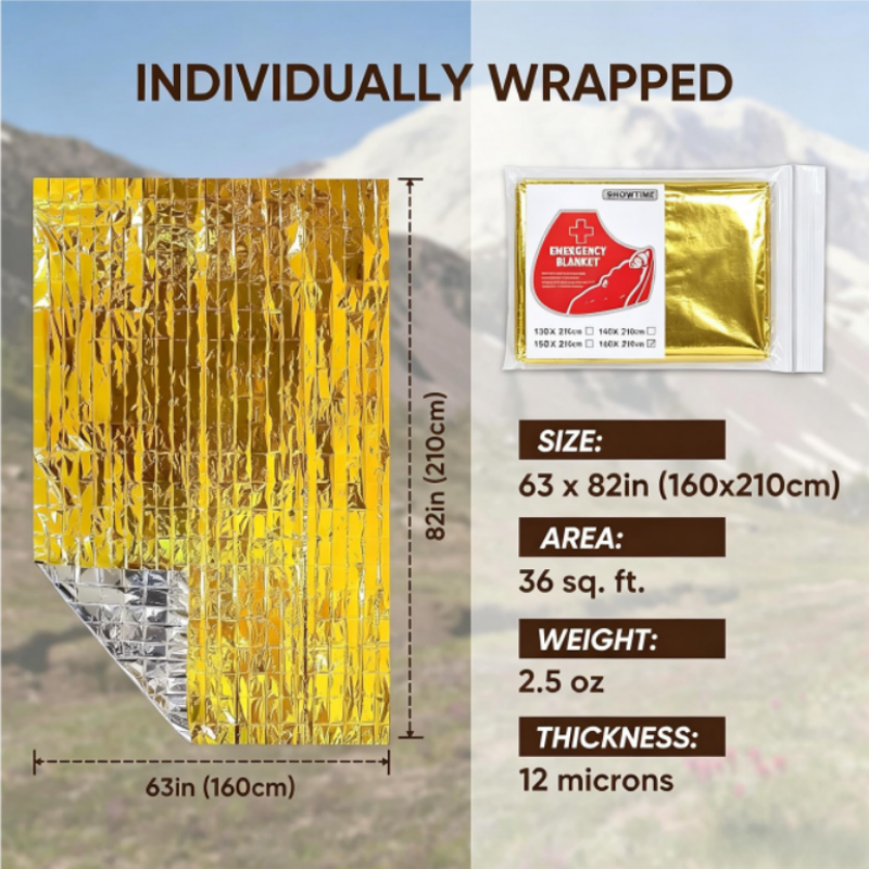 12PCS Large 160×210cm Gold Foi - Survival Blanket Reflective บทวิจารณ์และราคา