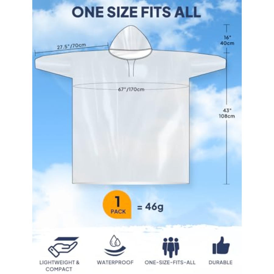 ANYOO Disposable Rain Poncho f - Emergency Poncho Rain บทวิจารณ์และราคา